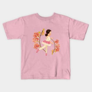 Ballerina doll with orchids flowers Kids T-Shirt